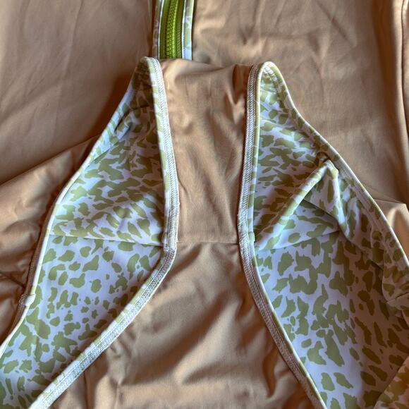 Sporti x Stef Corgel Lime Green Cheetah Print Long Sleeve Zip Front Swimsuit XL - Picture 10 of 12